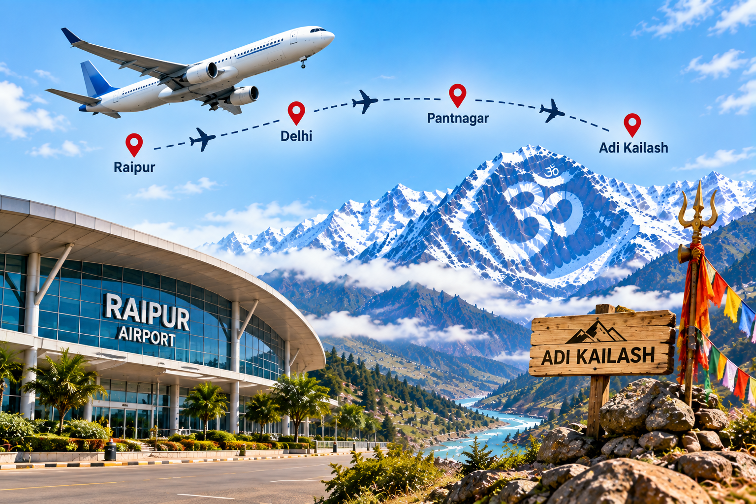 Raipur to Adi Kailash Flight Routes | Adi Kailash Tour Package Camp Adda India Travel Pvt Ltd